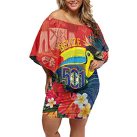 Belize Independence Day Family Matching Off Shoulder Short Dress and Hawaiian Shirt 501 Proud Keel Billed Toucan Tropical - Wonder Print Shop