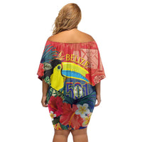 Belize Independence Day Family Matching Off Shoulder Short Dress and Hawaiian Shirt 501 Proud Keel Billed Toucan Tropical - Wonder Print Shop