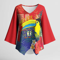 Belize Independence Day Kimono Sleeve Blouse 501 Proud Keel Billed Toucan Tropical - Wonder Print Shop