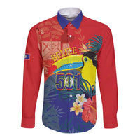 Belize Independence Day Long Sleeve Button Shirt 501 Proud Keel Billed Toucan Tropical - Wonder Print Shop