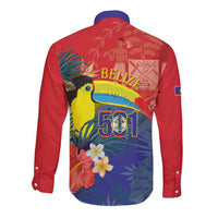 Belize Independence Day Long Sleeve Button Shirt 501 Proud Keel Billed Toucan Tropical - Wonder Print Shop