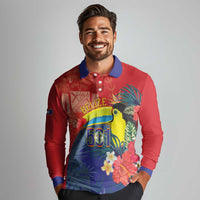 Belize Independence Day Long Sleeve Polo Shirt 501 Proud Keel Billed Toucan Tropical - Wonder Print Shop