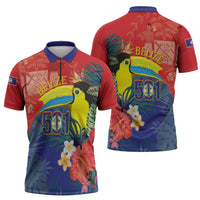 Belize Independence Day Zipper Polo Shirt 501 Proud Keel Billed Toucan Tropical - Wonder Print Shop