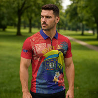 Belize Independence Day Zipper Polo Shirt 501 Proud Keel Billed Toucan Tropical - Wonder Print Shop