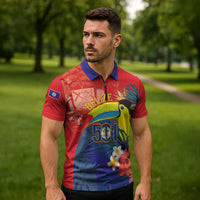 Belize Independence Day Zipper Polo Shirt 501 Proud Keel Billed Toucan Tropical - Wonder Print Shop