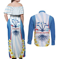 Central America Independence day Couples Matching Off Shoulder Maxi Dress and Long Sleeve Button Shirt September 15th Together We Grow - Wonder Print Shop