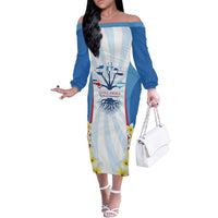 Central America Independence day Family Matching Off The Shoulder Long Sleeve Dress and Hawaiian Shirt September 15th Together We Grow - Wonder Print Shop