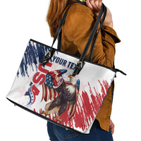 Custom USA Rugby Leather Tote Bag Powerful Eagle Grunge Brush Style - White - Wonder Print Shop