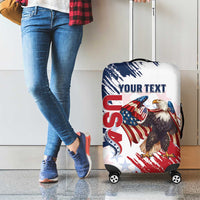 Custom USA Rugby Luggage Cover Powerful Eagle Grunge Brush Style - White - Wonder Print Shop