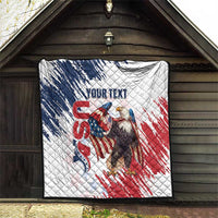 Custom USA Rugby Quilt Powerful Eagle Grunge Brush Style - White - Wonder Print Shop