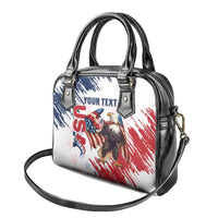 Custom USA Rugby Shoulder Handbag Powerful Eagle Grunge Brush Style - White