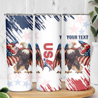 Custom USA Rugby Skinny Tumbler Powerful Eagle Grunge Brush Style - White - Wonder Print Shop