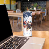 Custom USA Rugby Skinny Tumbler Powerful Eagle Grunge Brush Style - White - Wonder Print Shop