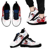 Personalized USA Rugby Sneakers Powerful Eagle Grunge Brush Style - White - Wonder Print Shop