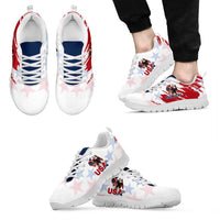 Personalized USA Rugby Sneakers Powerful Eagle Grunge Brush Style - White - Wonder Print Shop