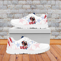 Personalized USA Rugby Sneakers Powerful Eagle Grunge Brush Style - White - Wonder Print Shop