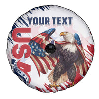 Custom USA Rugby Spare Tire Cover Powerful Eagle Grunge Brush Style - White - Wonder Print Shop