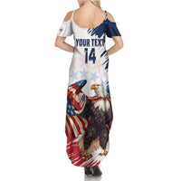 Custom USA Rugby Summer Maxi Dress Powerful Eagle Grunge Brush Style - White - Wonder Print Shop