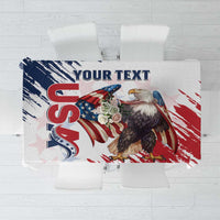 Custom USA Rugby Tablecloth Powerful Eagle Grunge Brush Style - White - Wonder Print Shop