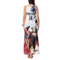 Custom USA Rugby Tank Maxi Dress Powerful Eagle Grunge Brush Style - White - Wonder Print Shop