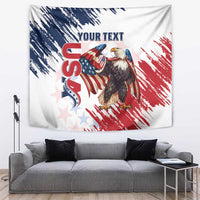 Custom USA Rugby Tapestry Powerful Eagle Grunge Brush Style - White - Wonder Print Shop