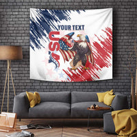 Custom USA Rugby Tapestry Powerful Eagle Grunge Brush Style - White - Wonder Print Shop
