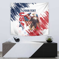 Custom USA Rugby Tapestry Powerful Eagle Grunge Brush Style - White - Wonder Print Shop