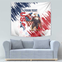 Custom USA Rugby Tapestry Powerful Eagle Grunge Brush Style - White - Wonder Print Shop