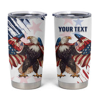Custom USA Rugby Tumbler Cup Powerful Eagle Grunge Brush Style - White - Wonder Print Shop