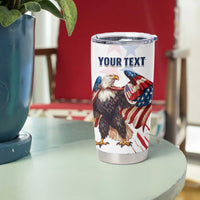 Custom USA Rugby Tumbler Cup Powerful Eagle Grunge Brush Style - White - Wonder Print Shop