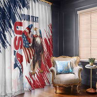 Custom USA Rugby Window Curtain Powerful Eagle Grunge Brush Style - White - Wonder Print Shop