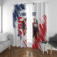 Custom USA Rugby Window Curtain Powerful Eagle Grunge Brush Style - White - Wonder Print Shop