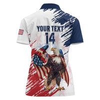 Custom USA Rugby Women Polo Shirt Powerful Eagle Grunge Brush Style - White - Wonder Print Shop