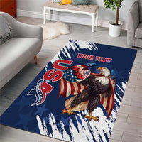Custom USA Rugby Area Rug Powerful Eagle Grunge Brush Style - Blue - Wonder Print Shop