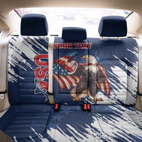 Custom USA Rugby Back Car Seat Cover Powerful Eagle Grunge Brush Style - Blue - Wonder Print Shop