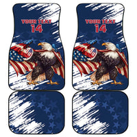 Custom USA Rugby Car Mats Powerful Eagle Grunge Brush Style - Blue - Wonder Print Shop