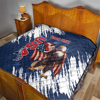 Custom USA Rugby Quilt Powerful Eagle Grunge Brush Style - Blue - Wonder Print Shop