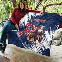 Custom USA Rugby Quilt Powerful Eagle Grunge Brush Style - Blue - Wonder Print Shop