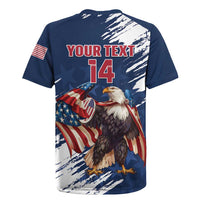 Custom USA Rugby Rugby Jersey Powerful Eagle Grunge Brush Style - Blue - Wonder Print Shop