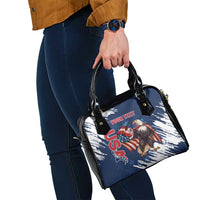 Custom USA Rugby Shoulder Handbag Powerful Eagle Grunge Brush Style - Blue