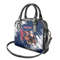 Custom USA Rugby Shoulder Handbag Powerful Eagle Grunge Brush Style - Blue