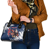 Custom USA Rugby Shoulder Handbag Powerful Eagle Grunge Brush Style - Blue