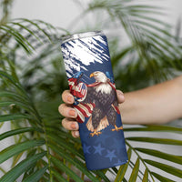 USA Rugby Skinny Tumbler Powerful Eagle Grunge Brush Style - Blue - Wonder Print Shop