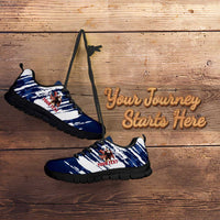 Personalized USA Rugby Sneakers Powerful Eagle Grunge Brush Style - Blue - Wonder Print Shop
