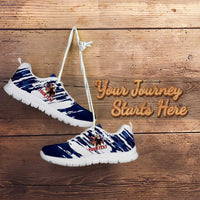 Personalized USA Rugby Sneakers Powerful Eagle Grunge Brush Style - Blue - Wonder Print Shop