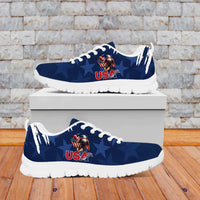 Personalized USA Rugby Sneakers Powerful Eagle Grunge Brush Style - Blue - Wonder Print Shop
