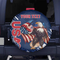 Custom USA Rugby Spare Tire Cover Powerful Eagle Grunge Brush Style - Blue - Wonder Print Shop