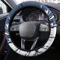 USA Rugby Steering Wheel Cover Powerful Eagle Grunge Brush Style - Blue - Wonder Print Shop