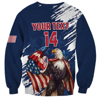 Custom USA Rugby Sweatshirt Powerful Eagle Grunge Brush Style - Blue - Wonder Print Shop