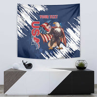 Custom USA Rugby Tapestry Powerful Eagle Grunge Brush Style - Blue - Wonder Print Shop